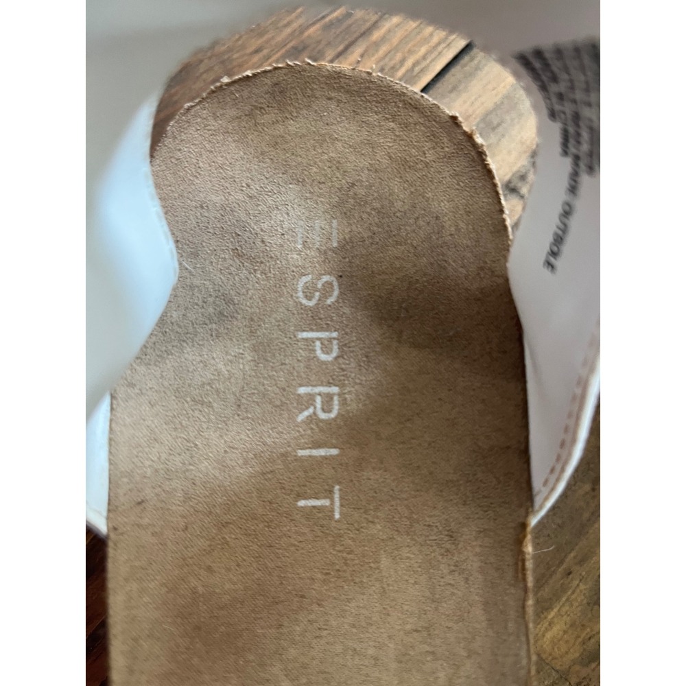 ESPRIT Gigi Platform Espadrille Sandals Women 9M White Jute Wedge Streetwear - Picture 4 of 6